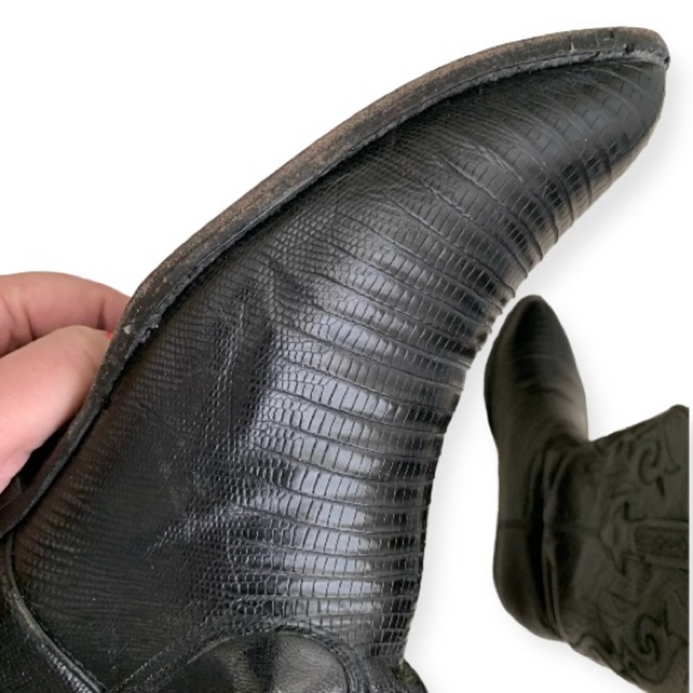 Lucchese Boots Genuine 1 piece Lizard bottoms & Goat Top Leather Black 10.5 EE - Picture 6 of 16